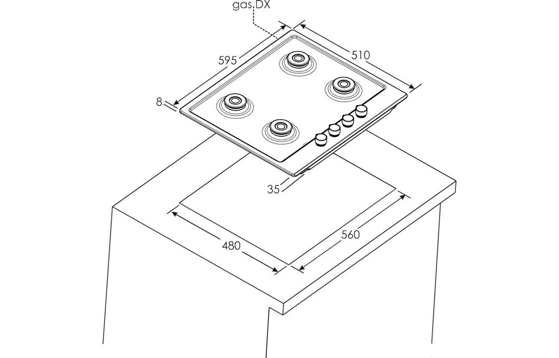 Hoover H300 HHG6BRK3X 60cm Gas Hob - St/Steel