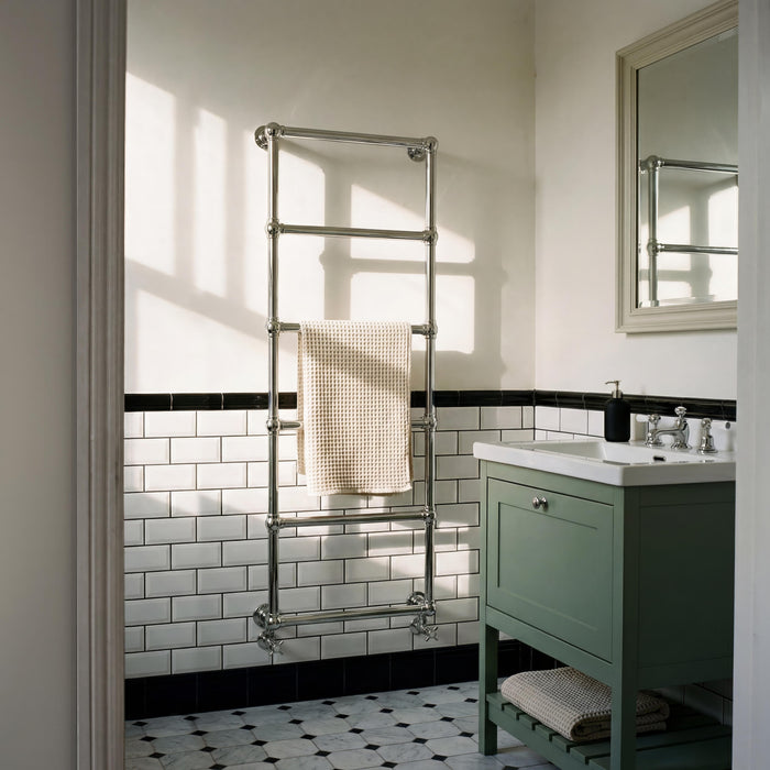 Old London Chrome 1548mm x 598mm Heated Towels Rails Horizontal Single Panel Radiator