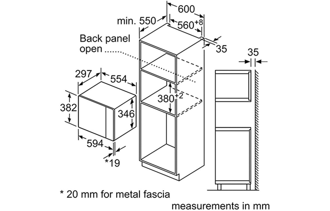 Neff N50 HLAWD23N0B B/I 800W Microwave - Black w/Steel Trim