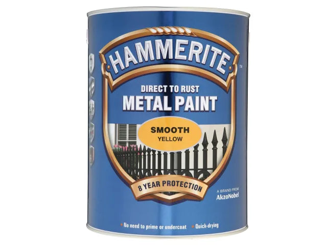 Direct to Rust Smooth Finish Metal Paint Yellow 5 Litre