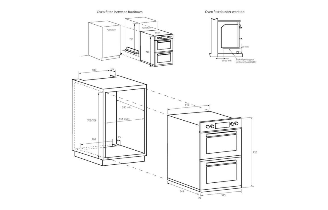Hoover H300 HO7DC3B308IN Double Electric Oven - St/Steel