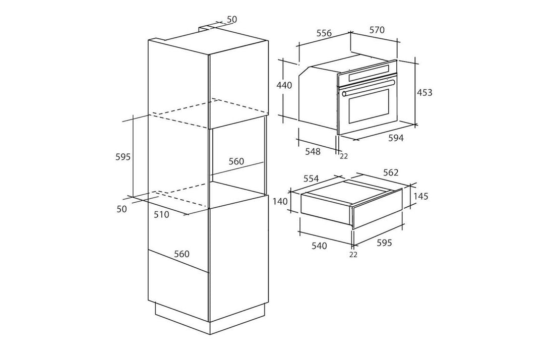 Hoover H500 HPWD14C5S 14cm Warming Drawer - Black