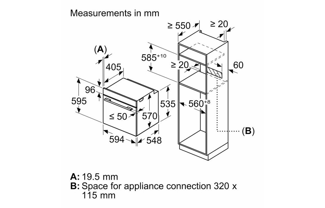 Bosch Series 4 HQA534BW3B Single Electric Oven w/Added Steam - White