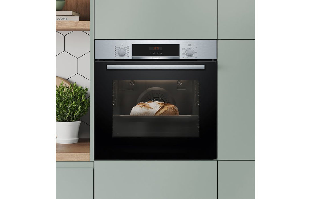 Bosch Series 4 HQA574BS3B Single Pyrolytic Oven w/Added Steam - Black & St/Steel