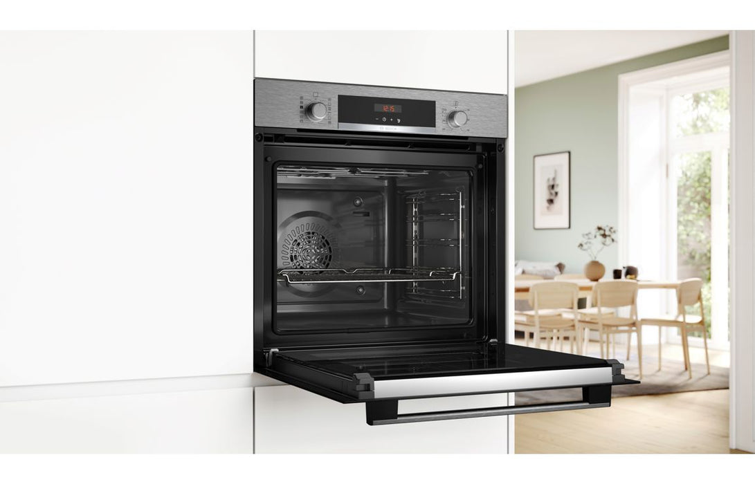 Bosch Series 4 HQA574BS3B Single Pyrolytic Oven w/Added Steam - Black & St/Steel