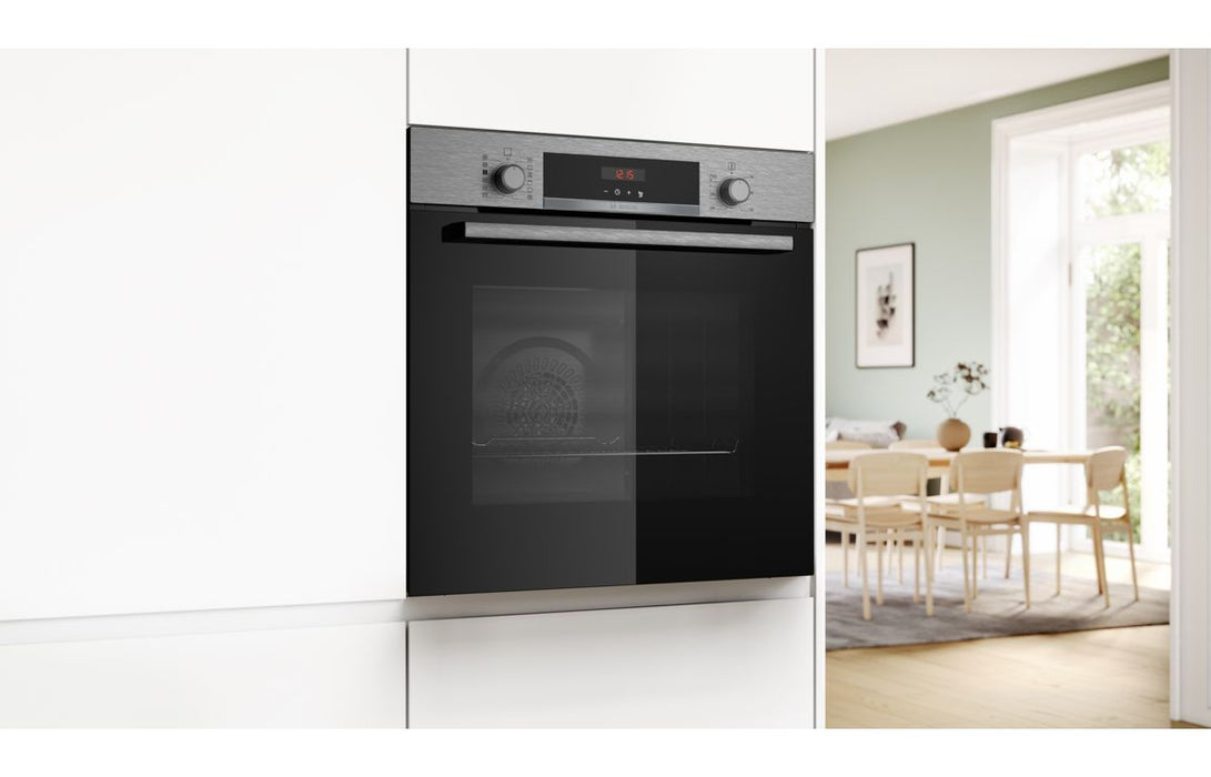 Bosch Series 4 HQA574BS3B Single Pyrolytic Oven w/Added Steam - Black & St/Steel