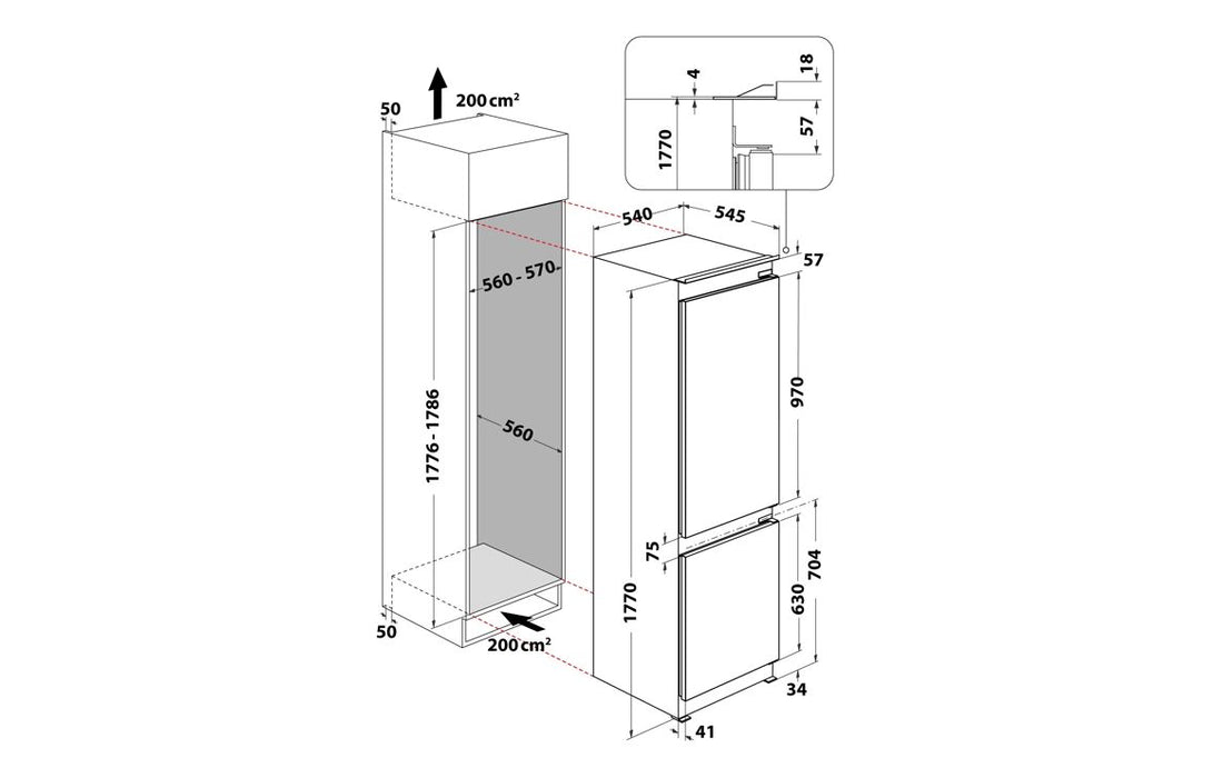 Hotpoint HTC18 T112 UK B/I Total No Frost 70/30 Fridge Freezer