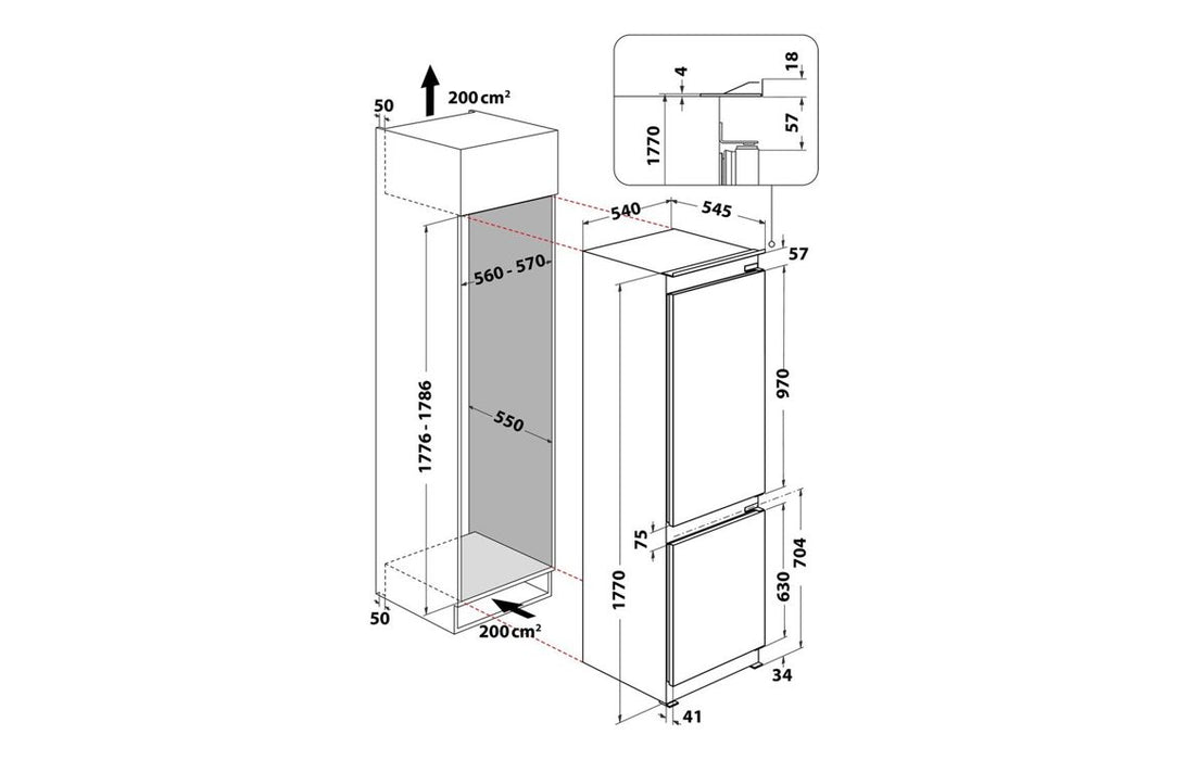 Hotpoint HTC18 T322 UK B/I Frost Free 70/30 Fridge Freezer