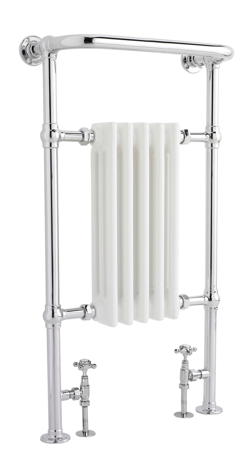 Old London Harrow Chrome / White 963mm x 538mm Vertical Traditional Column Radiator