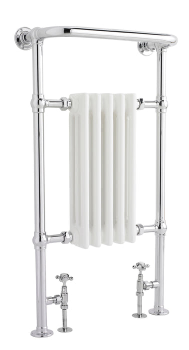Old London Harrow Chrome / White 963mm x 538mm Vertical Traditional Column Radiator