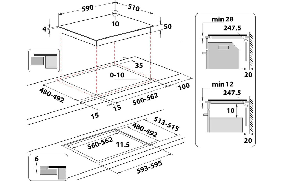 Hotpoint HTX6014DCF 60cm Flex Induction Hob - Black