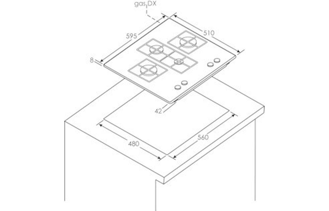 Hoover H300 HVG6DK3B 60cm Gas on Glass Hob - Black Glass