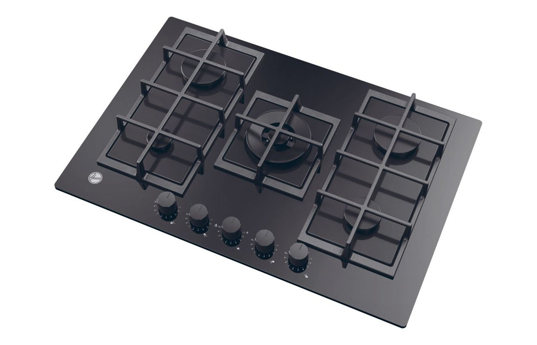 Hoover H500 HVG74WC5B 75cm Gas Hob - Black Glass