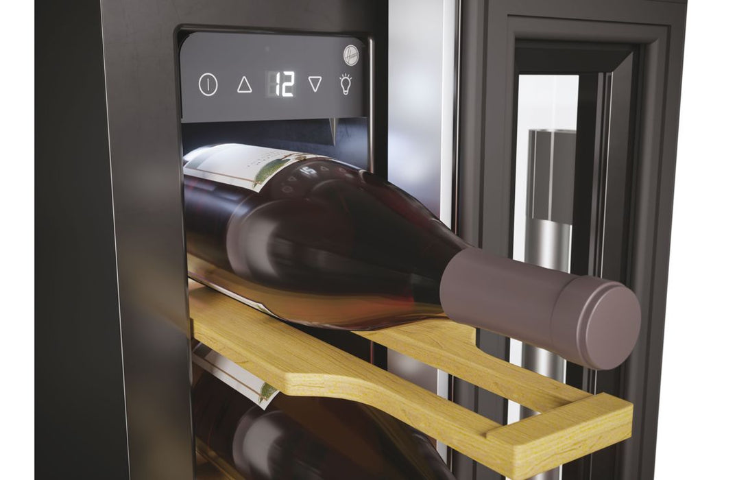 Hoover H300 HWCB 15 UK/1 15cm Wine Cooler - Black Glass & St/Steel