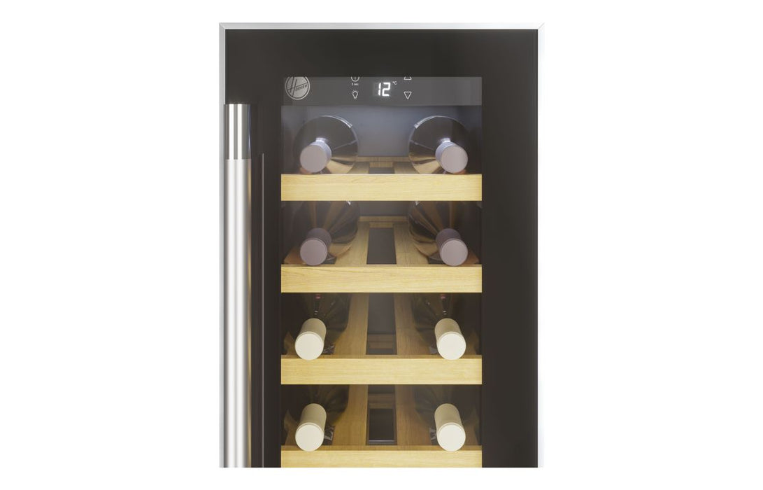 Hoover H500 HWCB 30 UK/N 30cm Wine Cooler - Black Glass & St/Steel
