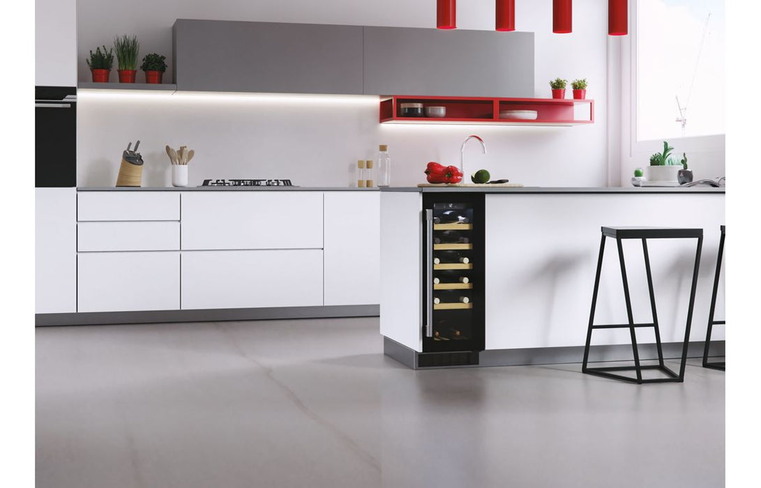 Hoover H500 HWCB 30 UK/N 30cm Wine Cooler - Black Glass & St/Steel