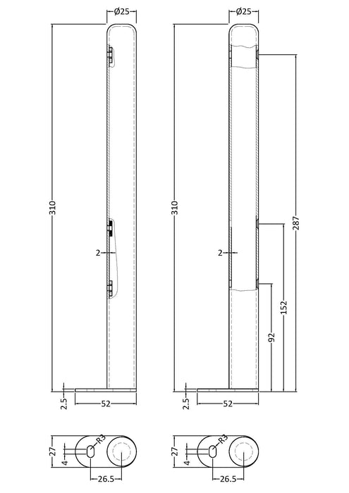 Gloss White Floor Mounted Legs