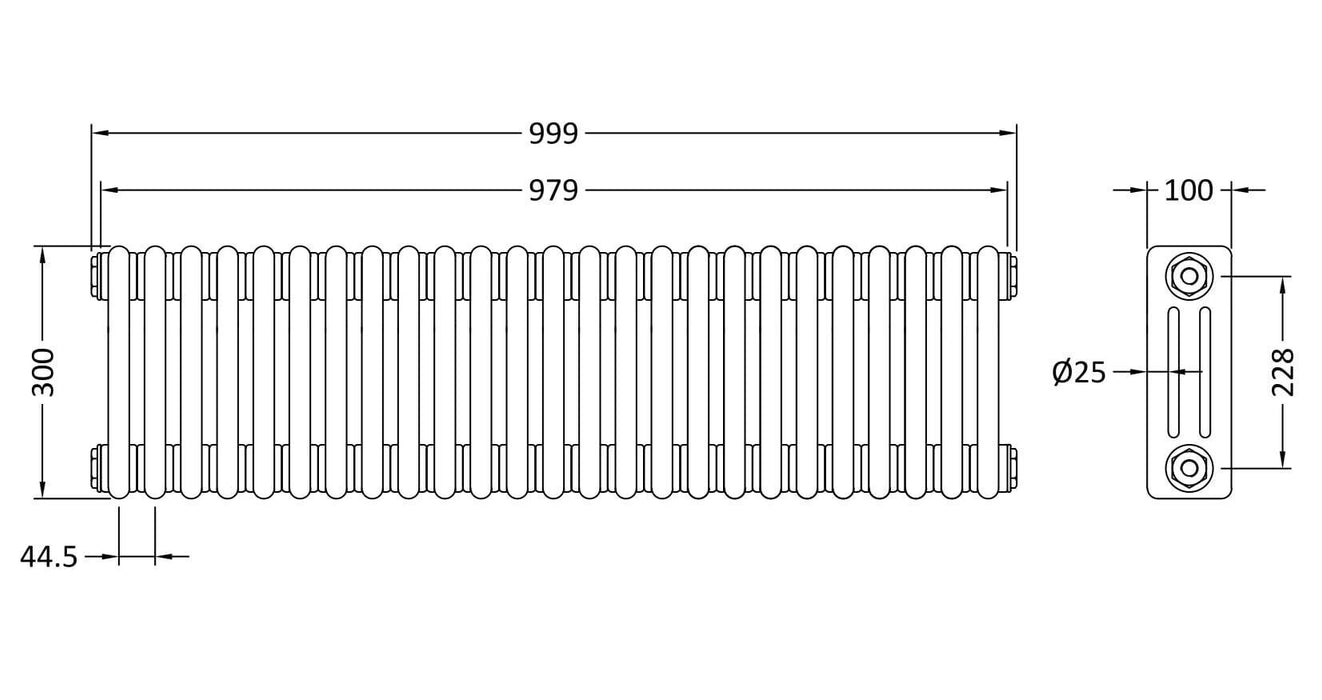 Colosseum White 1000mm x 300mm Vertical Column Radiator