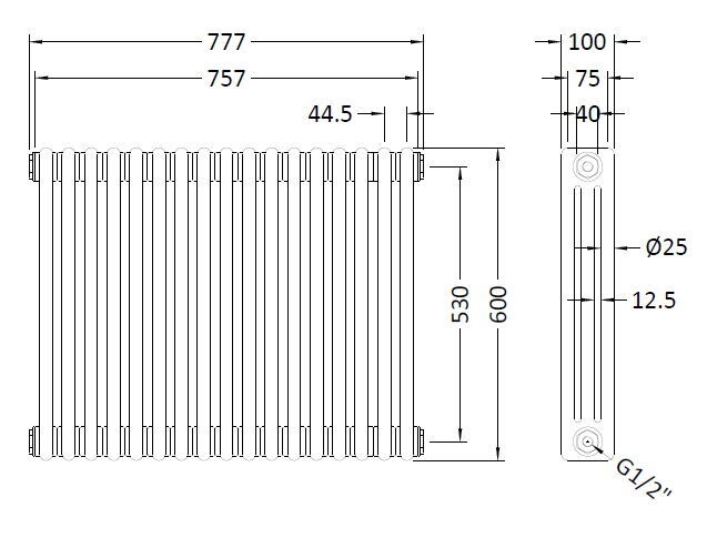Colosseum White 777 x 600mm Vertical Column Radiator