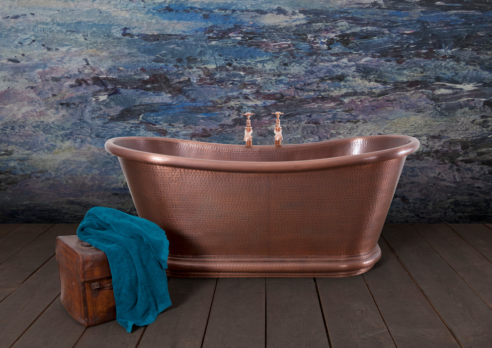 Hurlingham Hammered Copper Bulle Bath 1700x740 Freestanding Made To Order Bathtub