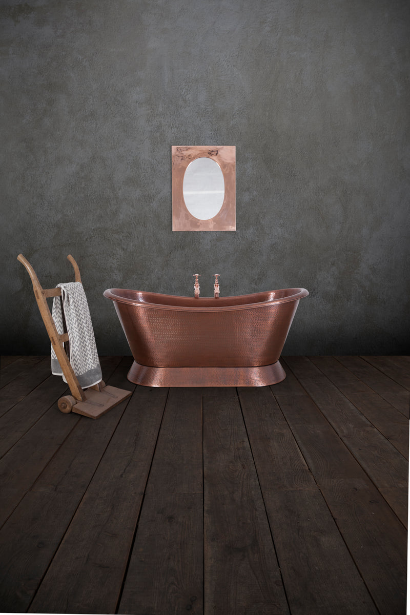 Hurlingham Hammered Copper Bateau Bath 1670x720 Freestanding Made To Order Bathtub