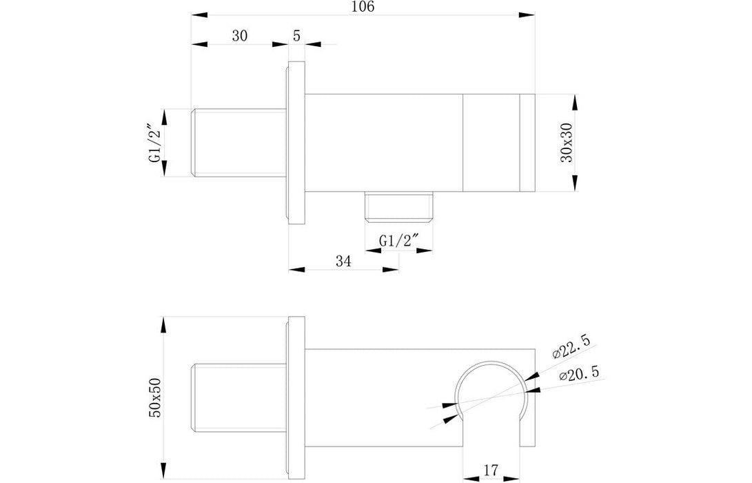 Handset Wall Bracket w/Wall Outlet - Square