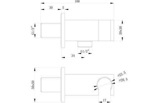 Handset Wall Bracket w/Wall Outlet - Square