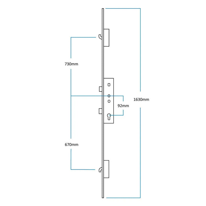 Era 45/92 2 Hook Composite Door Lock 20mm Faceplate Radius Ends Ref