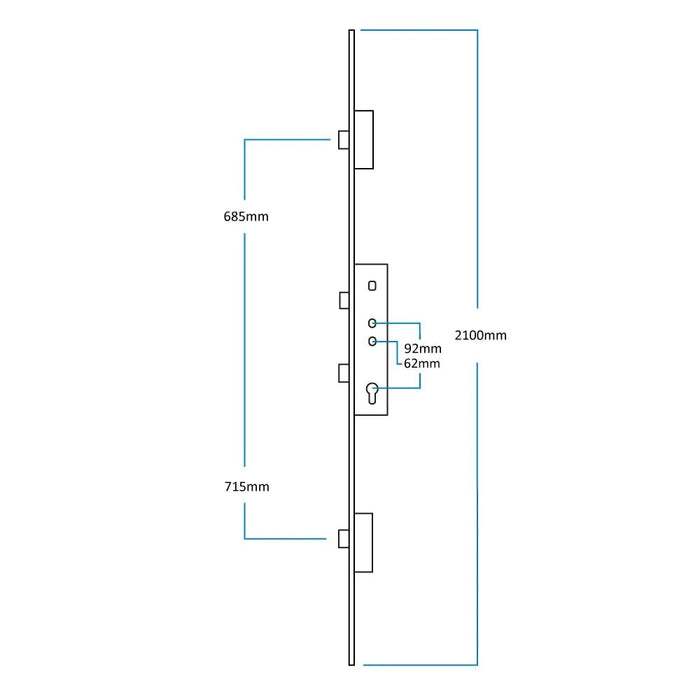 Fullex 45/92 Crime Beater 3 Dead Bolt S/Spindle C/W White Cover Strip