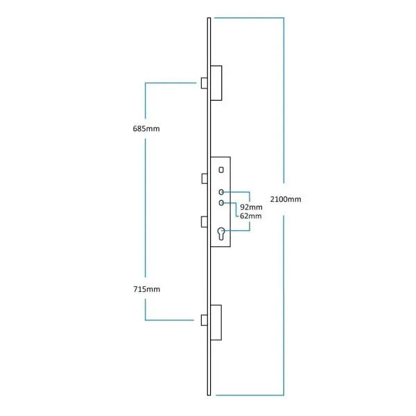 Fullex 35/92 Crime Beater 3 Dead Bolt S/Spindle C/W White Cover Strip
