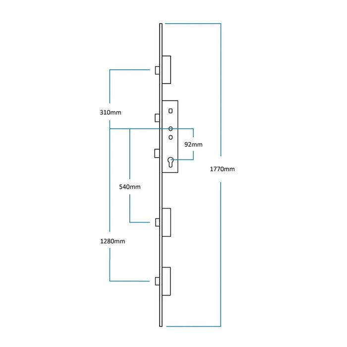 Gu 45/92 A3 Secury LogIQ Automatic 4 Deadbolt Top Locking Radius End Door Lock