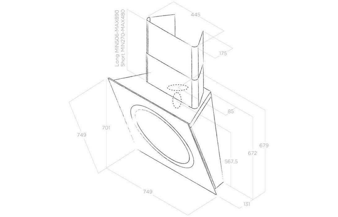 Elica IO Air 75cm Angled Glass Chimney Hood - White