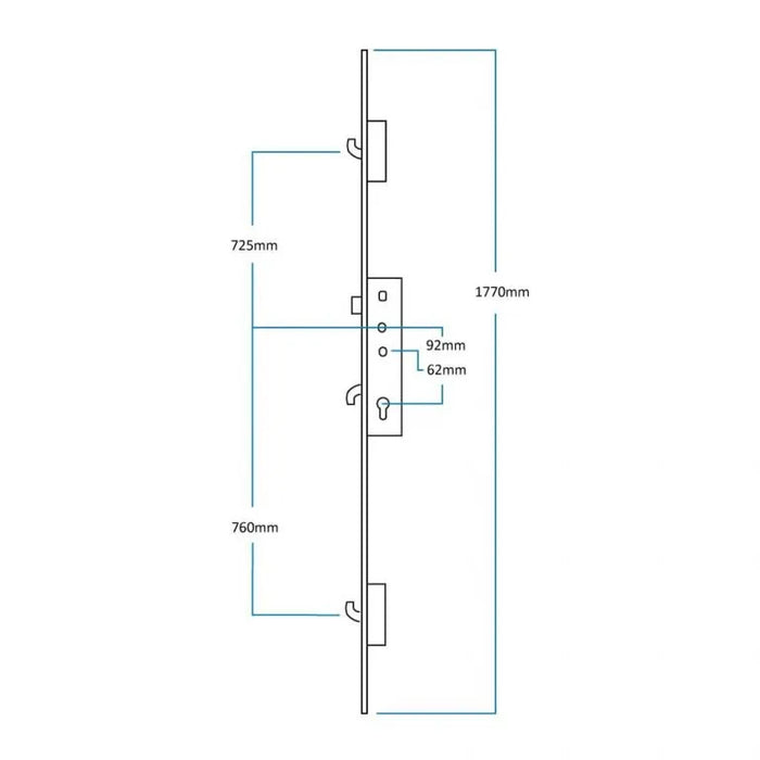Lockmaster Pl18-Ss 45mm 92mm For Timber Doors (20mm Faceplate)
