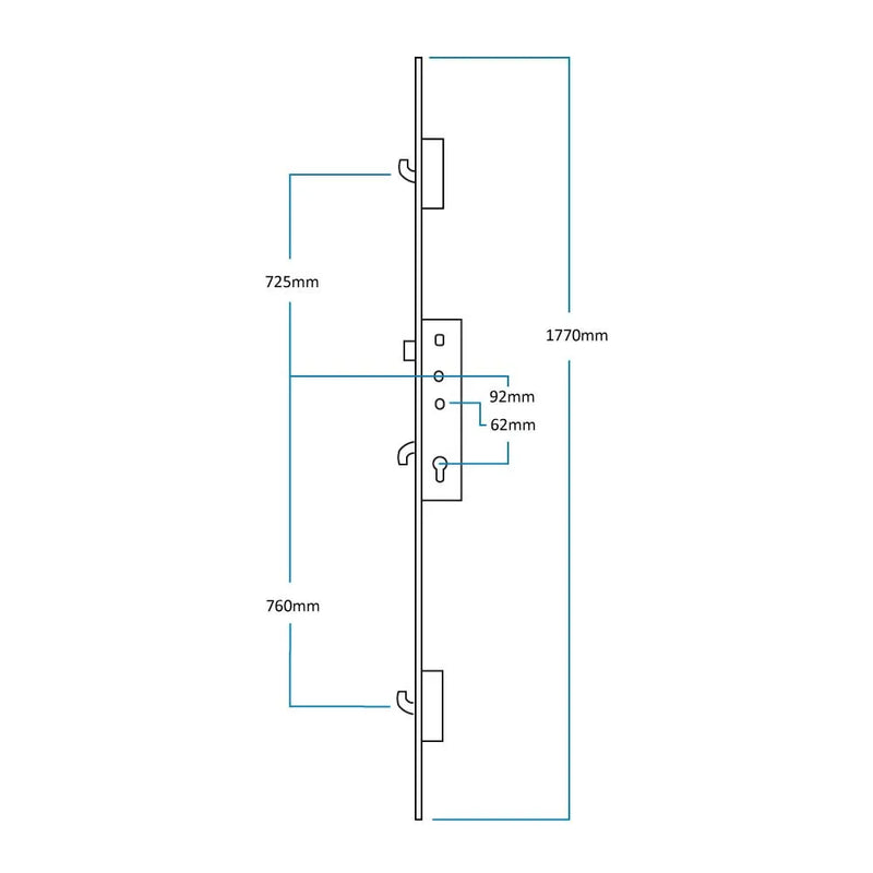Lockmaster Pl18-Ss 45mm 92mm Radius End Door Lock (20mm Faceplate)