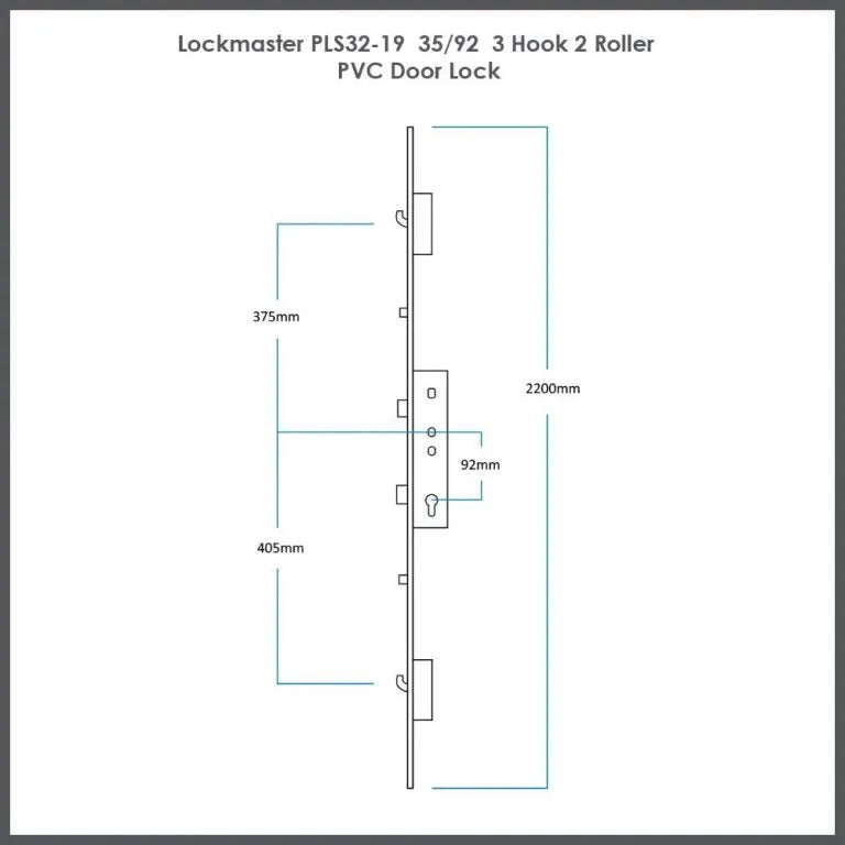 Yale Lockmaster PLSP32 2 Hook 2 Roller Master Lock 35mm 92mm Silver Triklad (780)(Short)