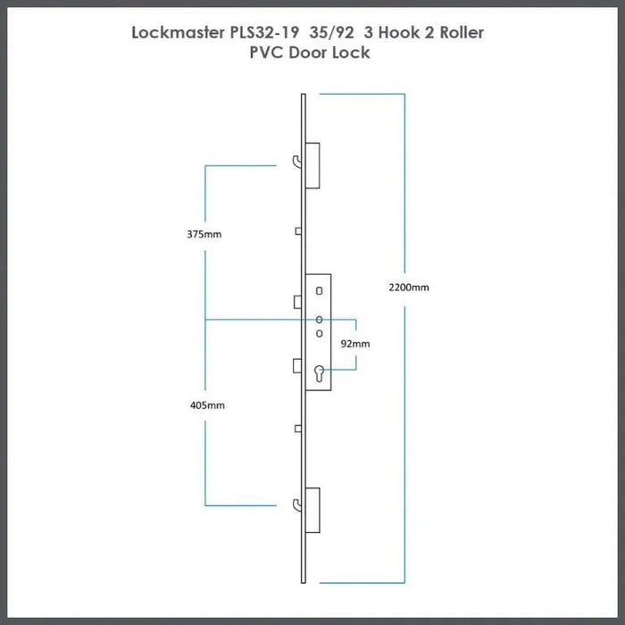 Yale Lockmaster PLSP32 2 Hook 2 Roller Master Lock 35mm 92mm Silver Triklad (780)(Short)
