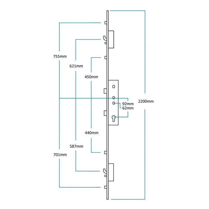 Lockmaster Plsp72 3 DeadBolt 45mm 92mm Silver Triklad Std Box