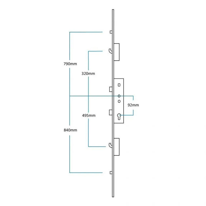 Maco 233051/242331 2 Hook 2 Roller Latch & DeadBolt 35mm Silver (870 Between Hooks)