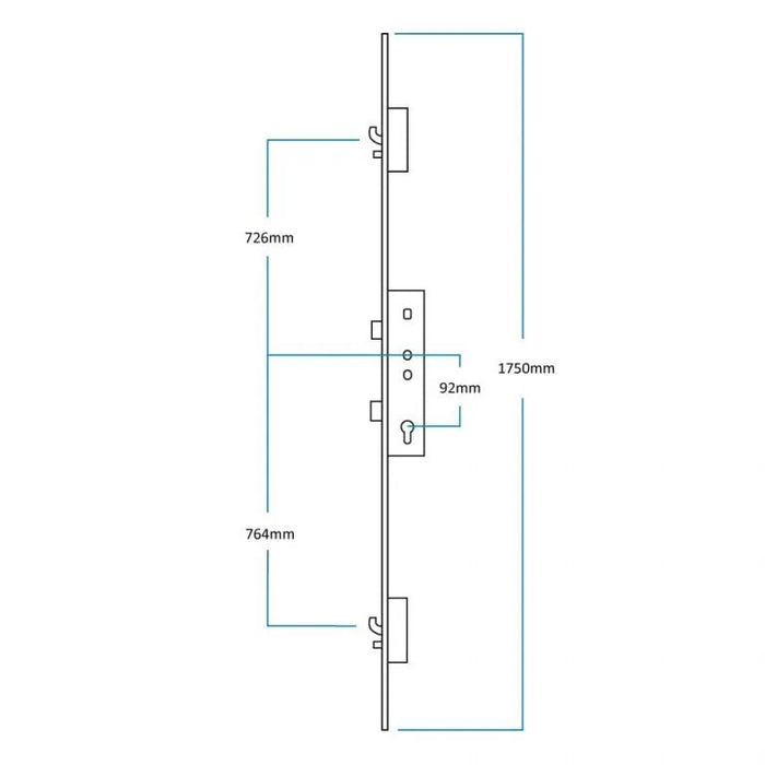 Maco 243643 45/92 2 Hook 20mm Faceplate Radius End Lock 104568