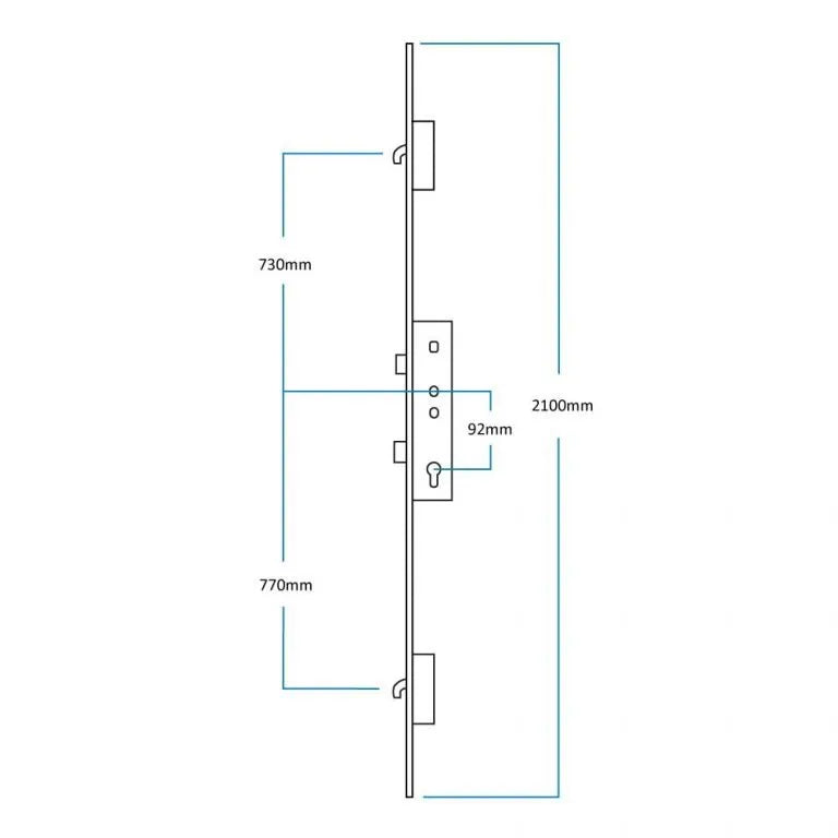 Winkhaus 45/92 2 Hook 20mm FaceplateDoor Lock Split Spindle