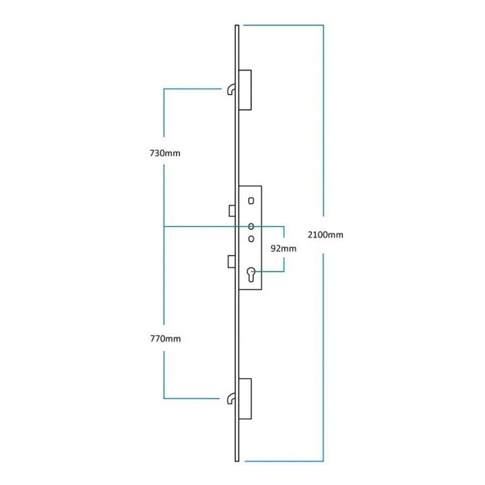 Winkhaus 45/92 2 Hook 20mm FaceplateDoor Lock Split Spindle