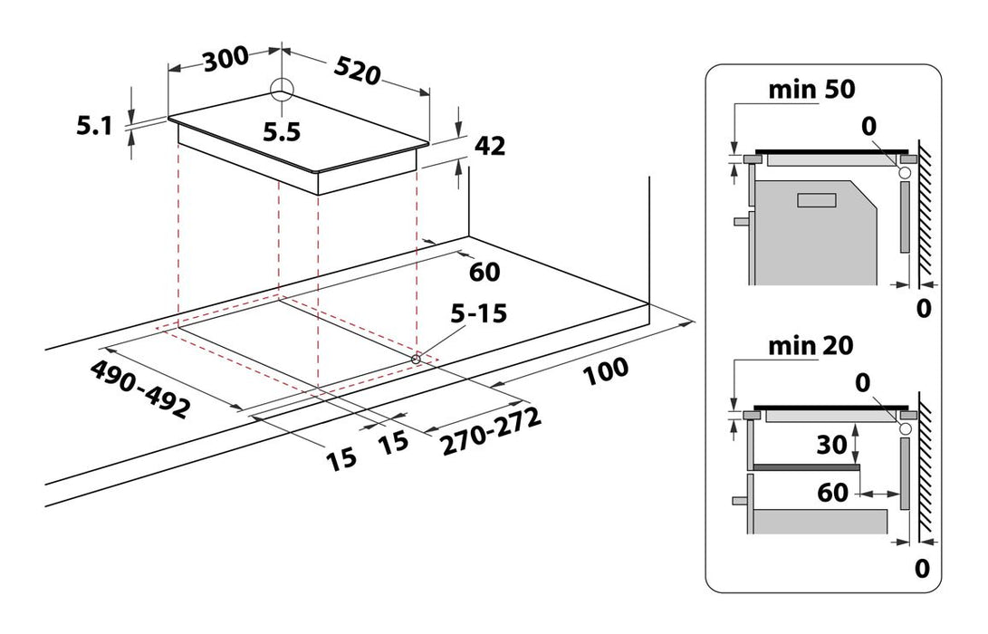 Indesit IRD 2030 B 30cm Domino Ceramic Hob - Black