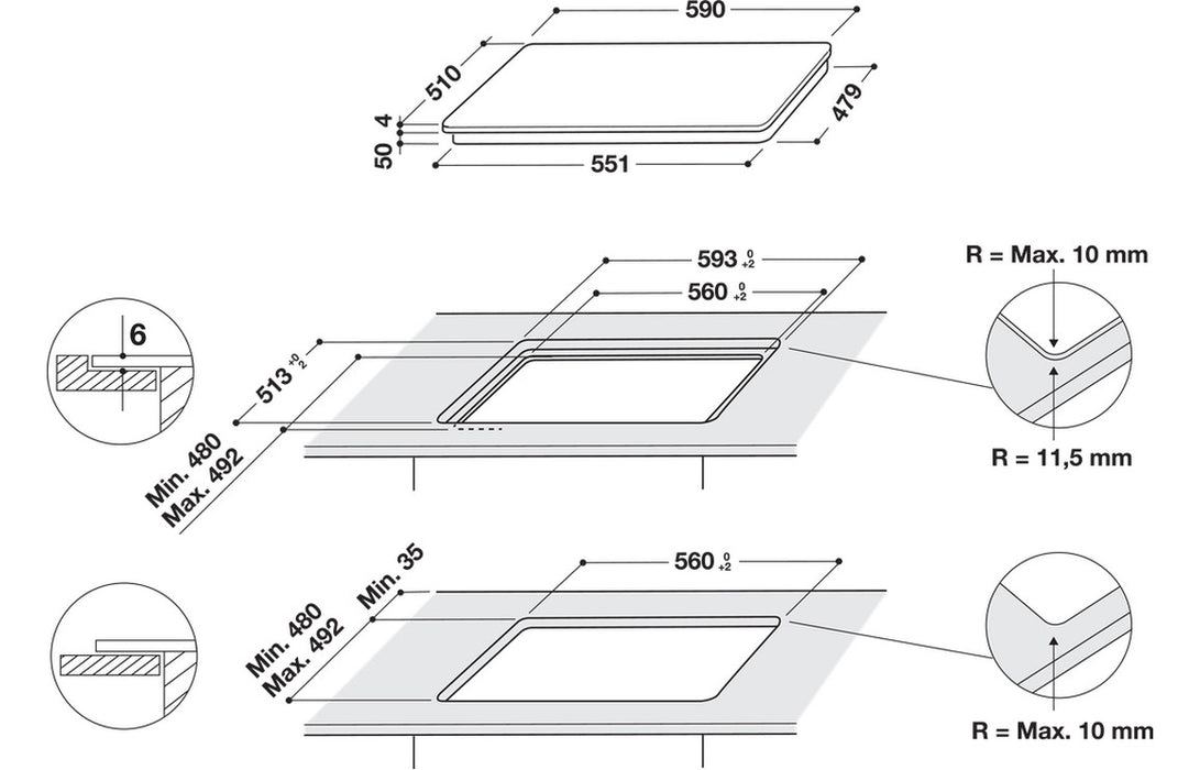 Indesit IS 83Q60 NE 60cm Induction Hob - Black