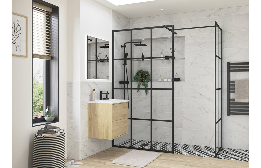 Icorra Framed Wetroom Panel - Black