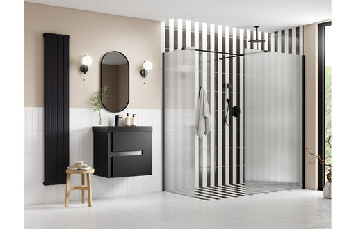 Icorra Fluted Wetroom Panel & Side Panel Arm - Black