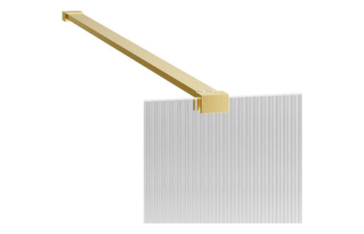 Icorra Fluted Wetroom Panel & Side Panel Arm - Brushed Brass