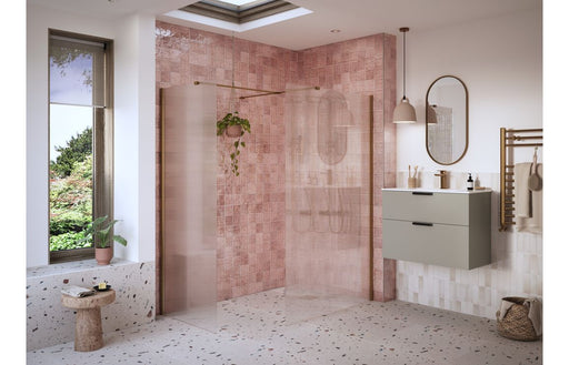 Icorra Fluted Wetroom Panel & Side Panel Arm - Brushed Bronze