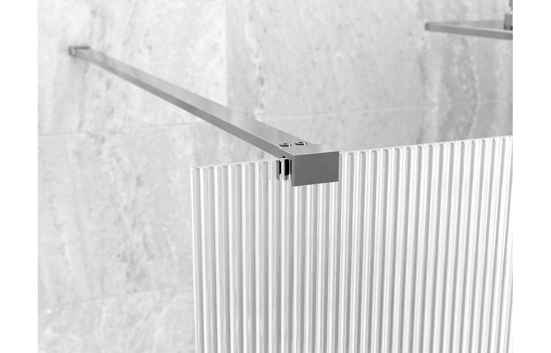Icorra Fluted Wetroom Panel & Side Panel Arm - Chrome