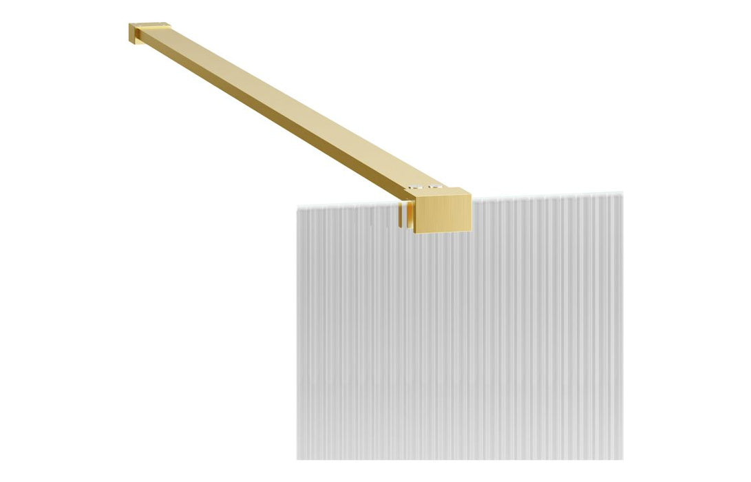 Icorra Fluted Wetroom Panel & Support Bar - Brushed Brass