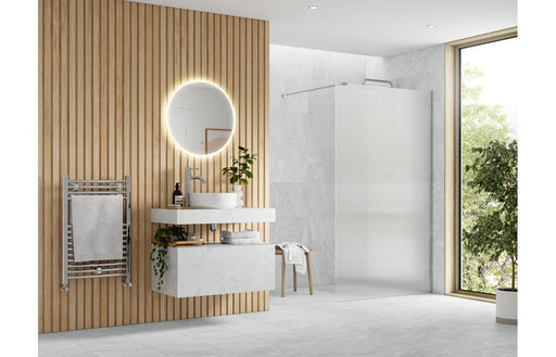 Icorra Fluted Wetroom Panel & Support Bar - Chrome